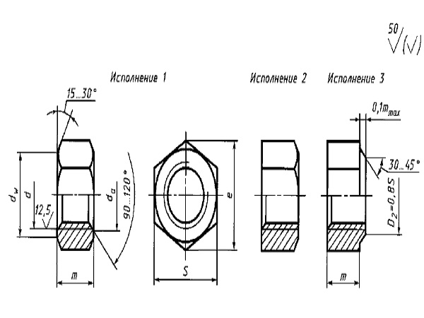Чертежи гаек с размерами